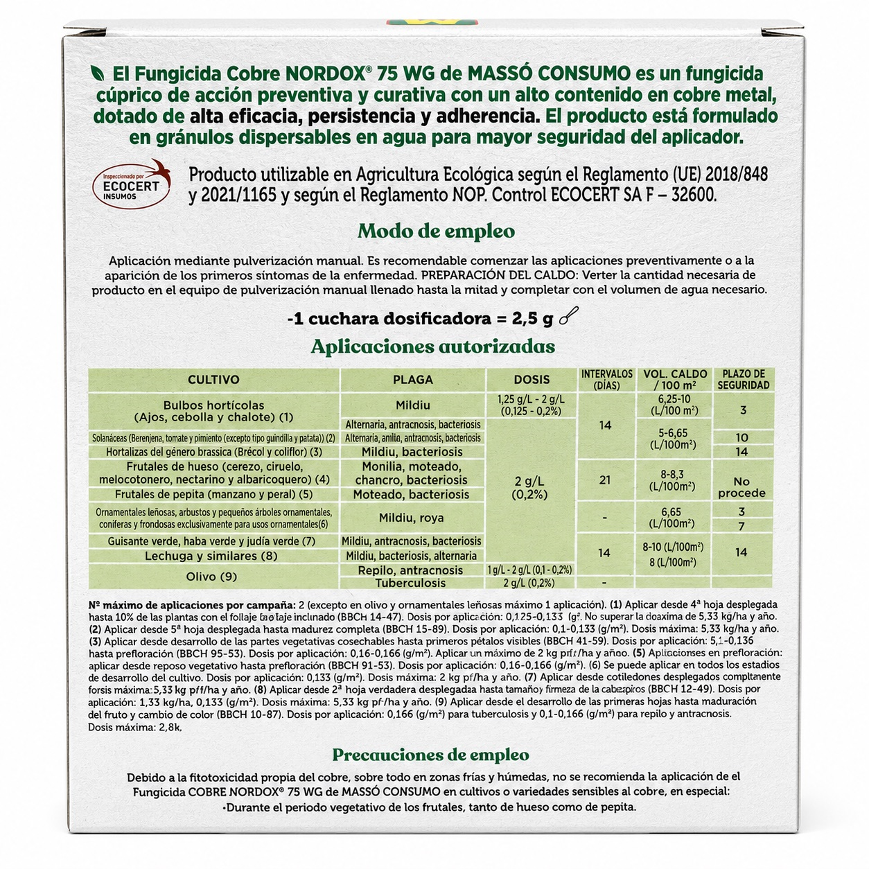 FUNGICIDA COBRE ECO MASSÓ 50 GR – Protección ecológica avanzada para huerto, frutales y ornamentales